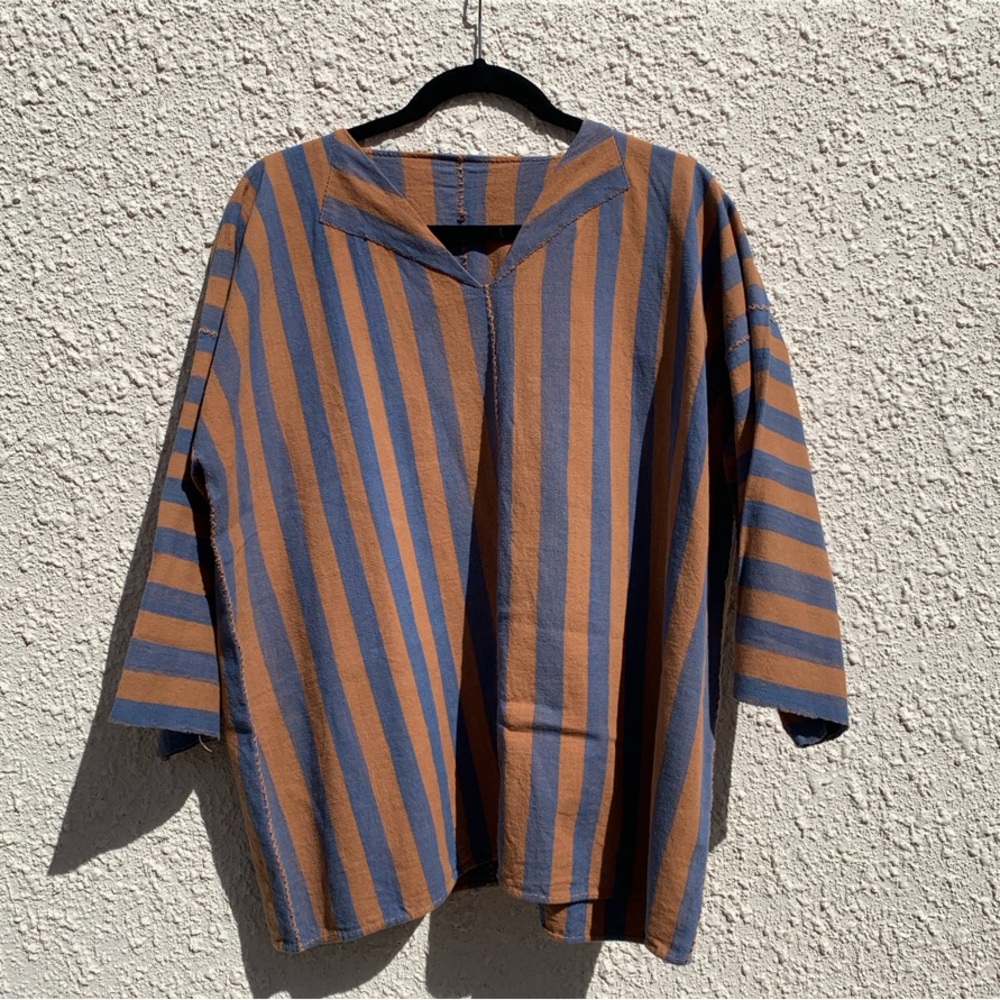 Vintage Mexican Striped Tunic Top OS